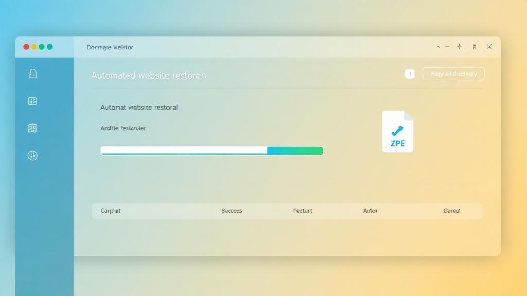 Automatic ZIP restoration tool Automatic website restoration interface showing domain input and ZIP download button