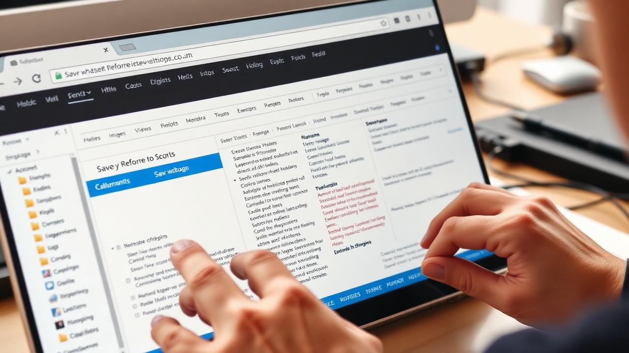 Manual WordPress restoration process showing someone saving web pages and extracting files from browser to local folders